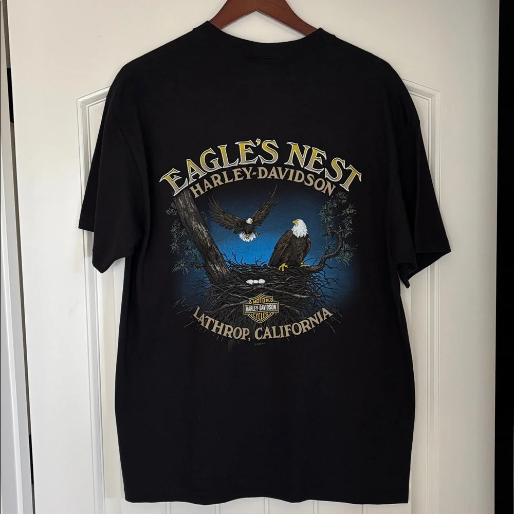 Harley-Davidson Life Begins Get One Eagle Nest USA Motorcycle Black Mens Large - Picture 4 of 15